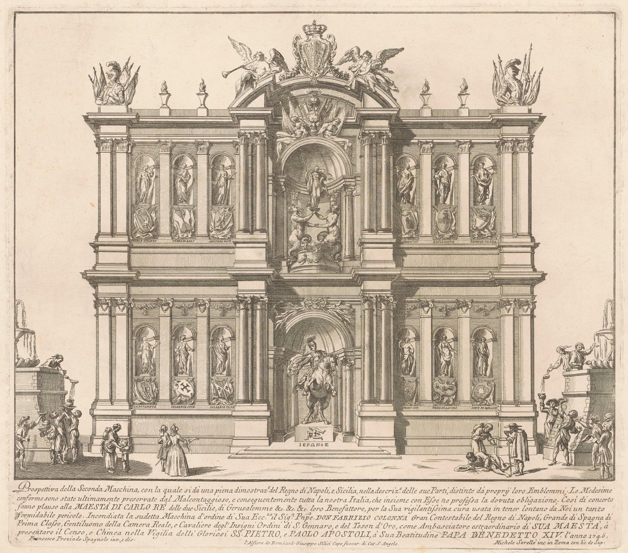 De Seconda Macchina voor de Chinea van 1746: De Gebieden van het Koninkrijk Napels door after Francisco Preciado de la Vega Miguel