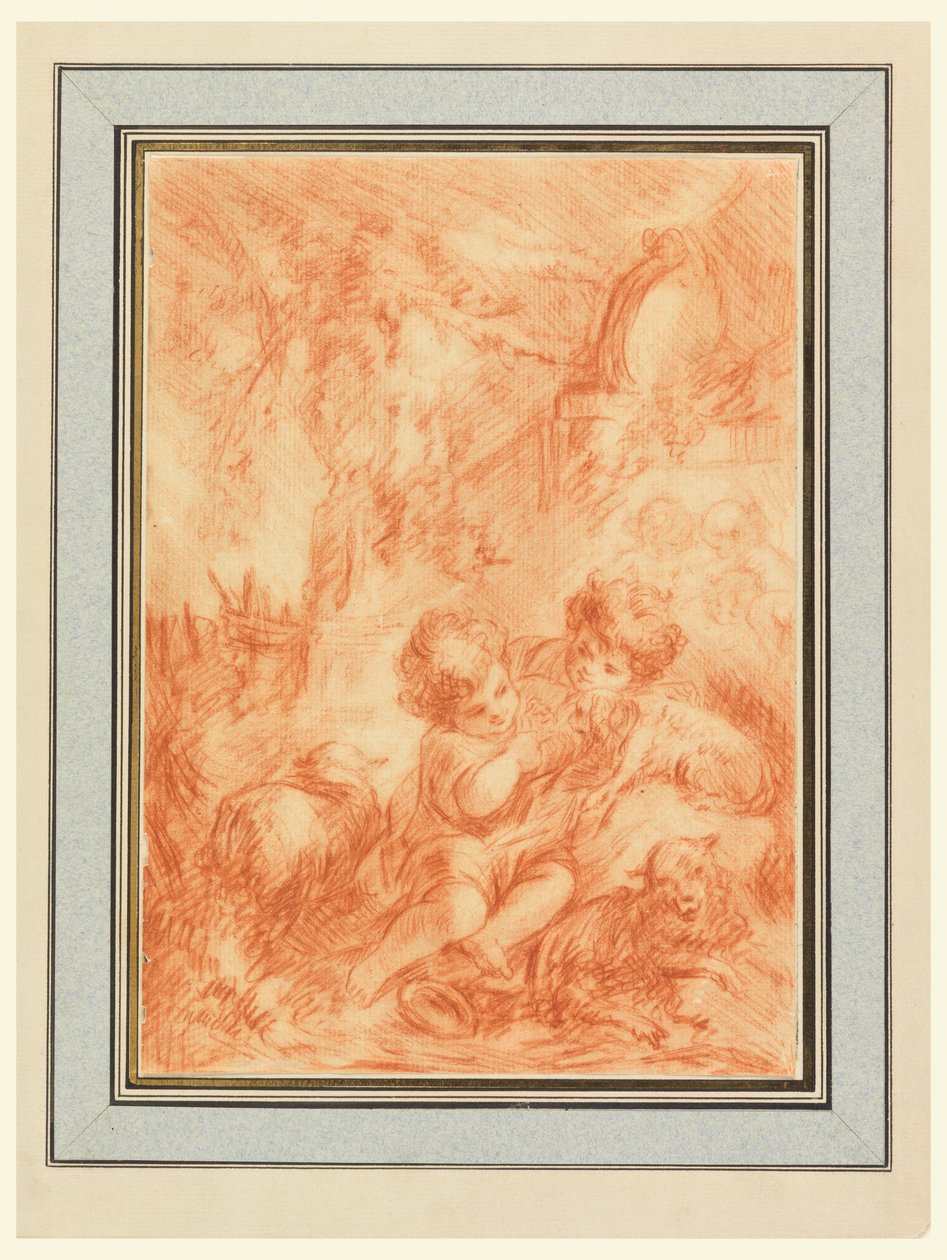 Twee Kinderen door after Francois Boucher