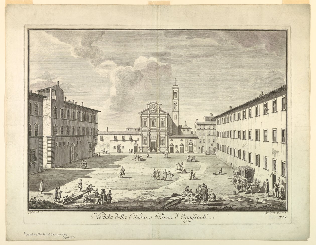 Uitzicht op Florence, Plaat uit "Scelta di XXIV Vedute delle principali contrade, piazze, chiese, e palazzi della Città di Firenze" door after Giuseppe Zocchi