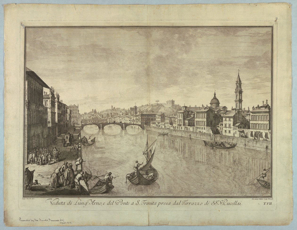 Uitzicht op Florence, plaat uit "Scelta di XXIV Vedute delle principali contrade, piazze, chiese, e palazzi della Città di Firenze" door after Giuseppe Zocchi