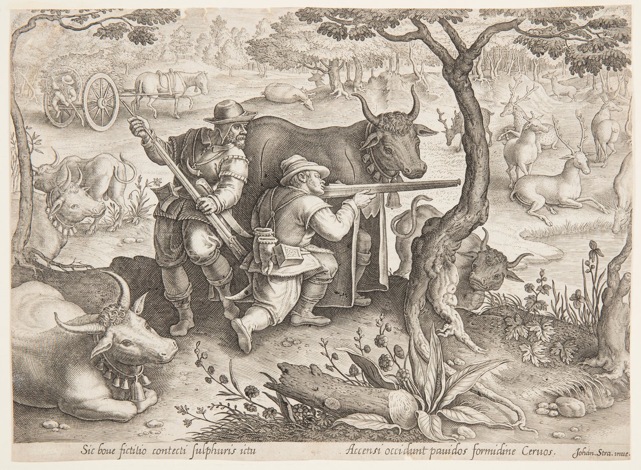 Hertenjacht door after Jan van der Straet, called Stradanus