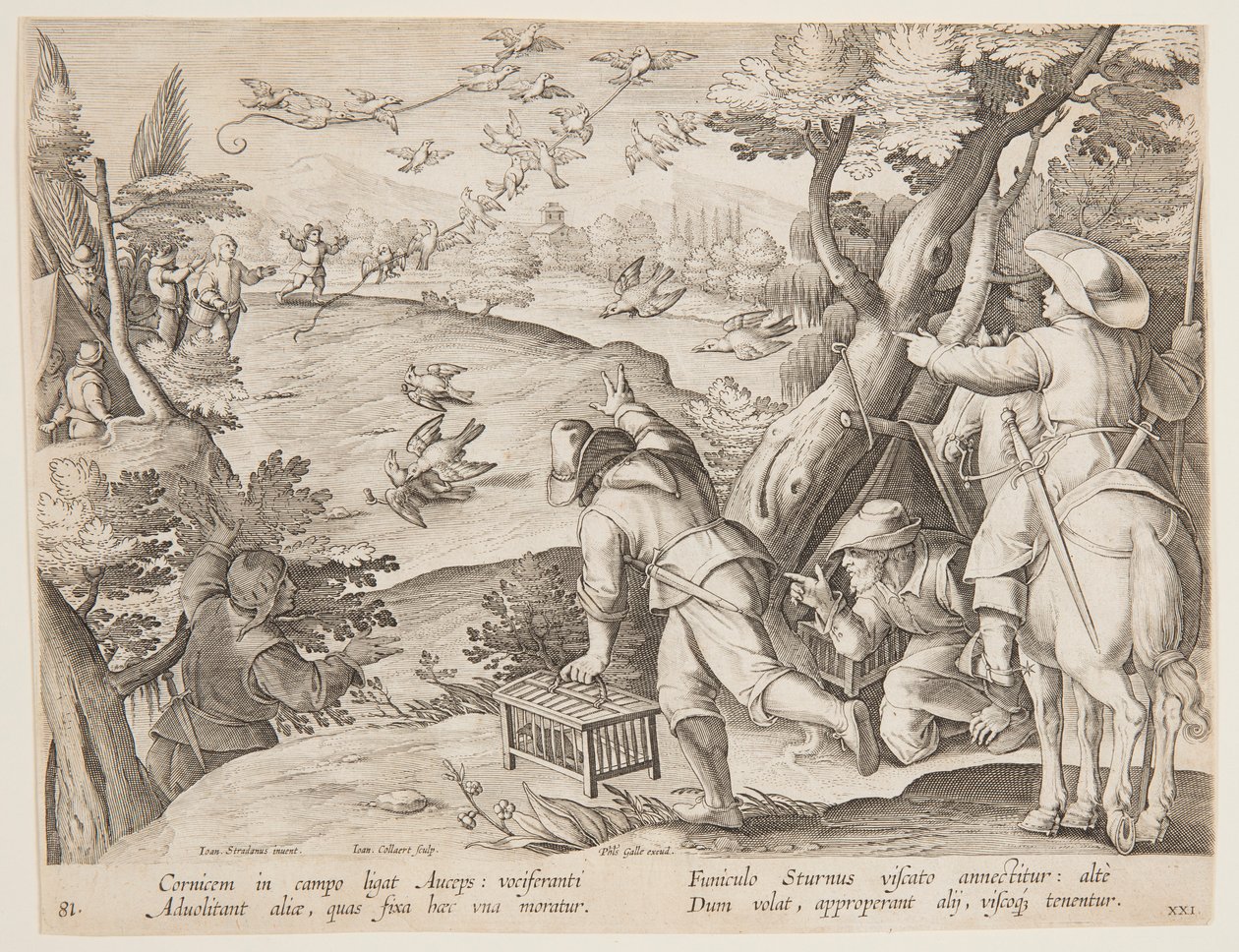 Vogelvangst door after Jan van der Straet, called Stradanus