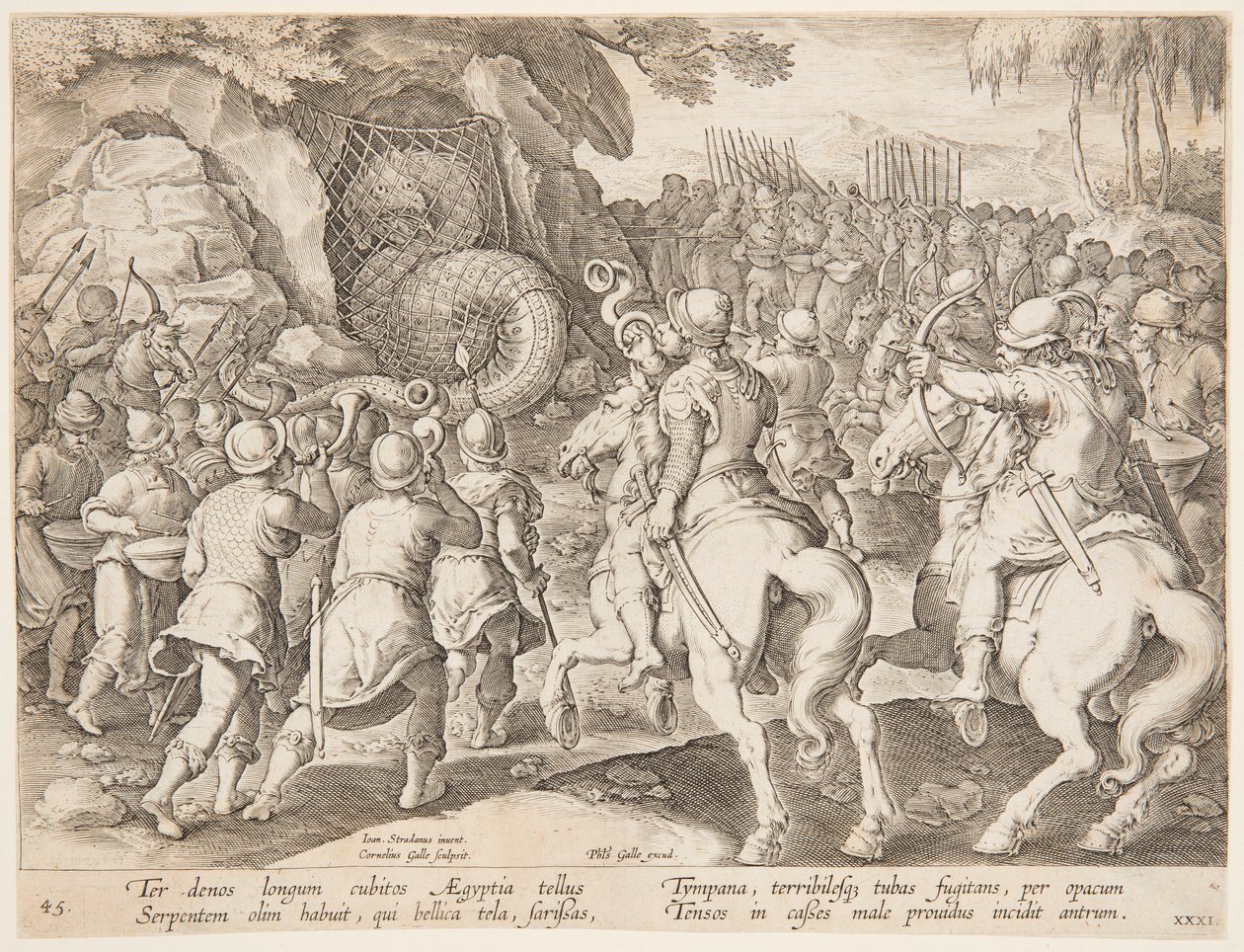 De slang vangen door after Jan van der Straet, called Stradanus