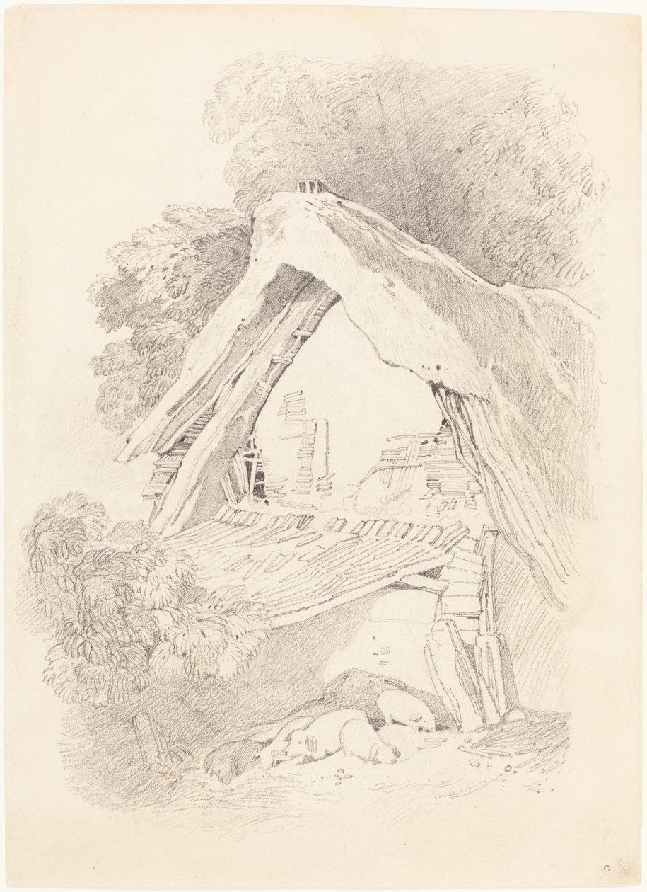 Cottage in Diss door after John Sell Cotman British 19th Century