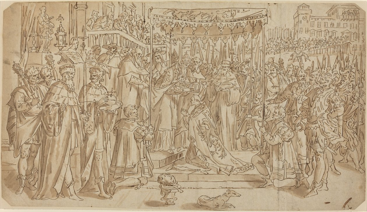 Kroning van de keizer door after Maarten de Vos