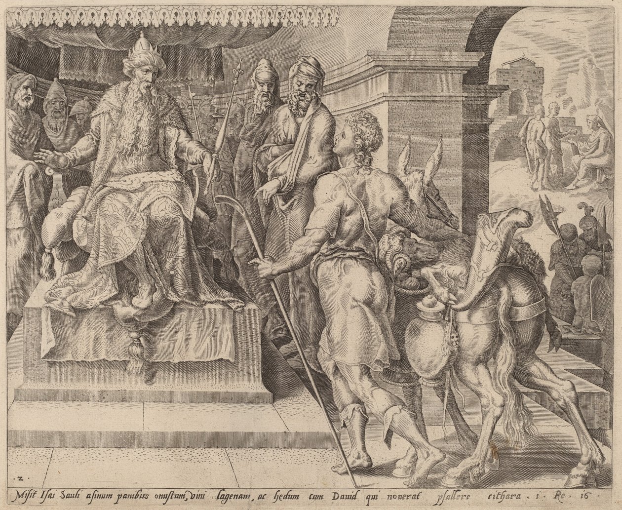 David Brengt Geschenken van Zijn Vader naar Saul door after Maerten van Heemskerck
