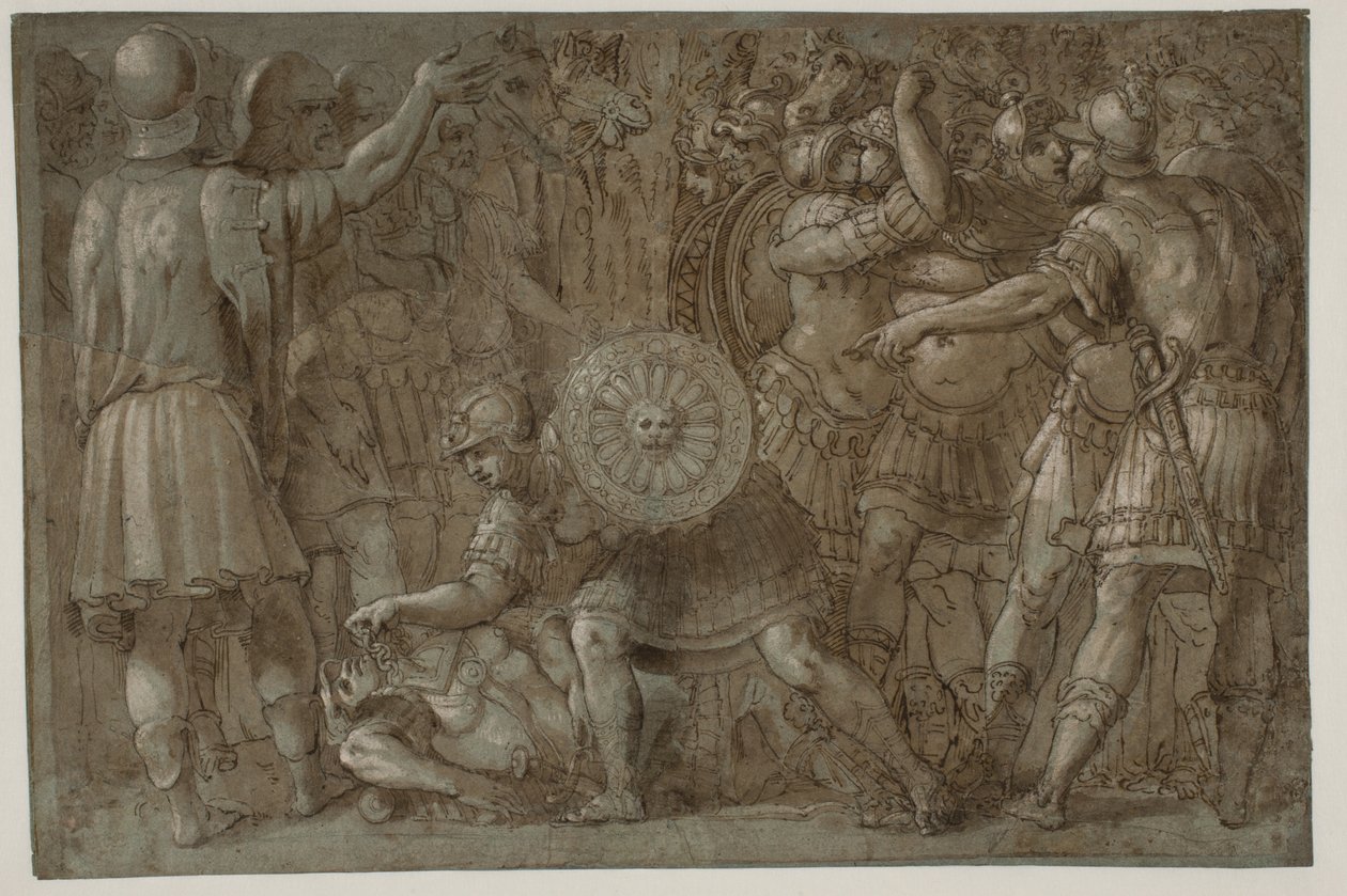 Scène uit de Romeinse geschiedenis door after Polidoro da Caravaggio