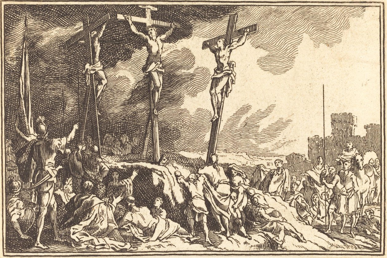Christus aan het kruis tussen de twee dieven door after Sébastien Le Clerc I