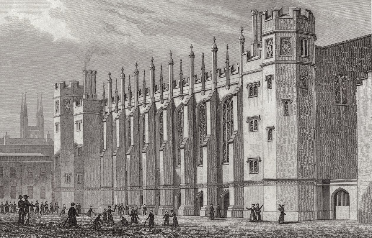 De Nieuwe Hal, Christs Hospital, 1828 door Thomas Hosmer after Shepherd