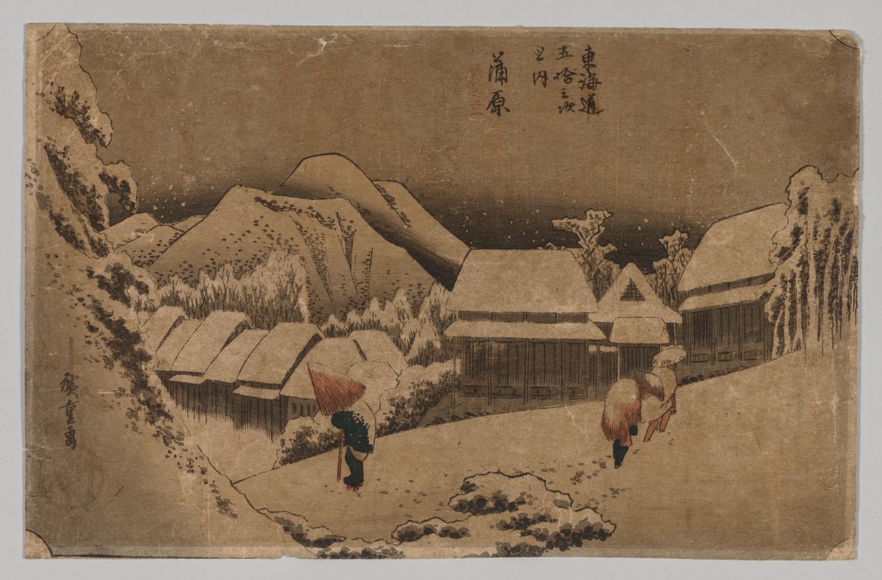 Kambara: Avondsneeuw door after Utagawa Hiroshige