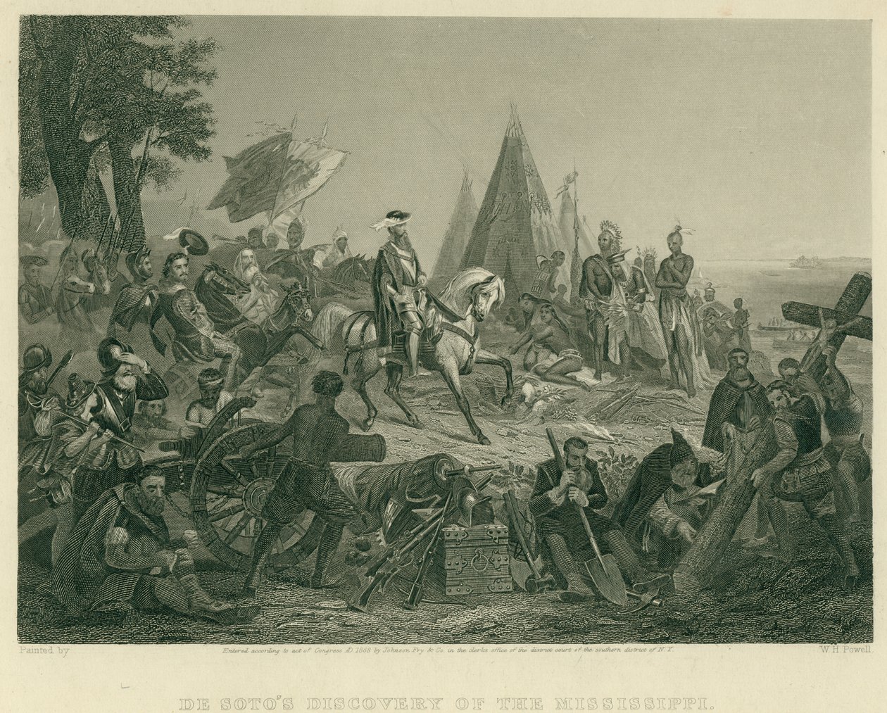 De ontdekking van de Mississippi door De Soto door after W.H. Powell