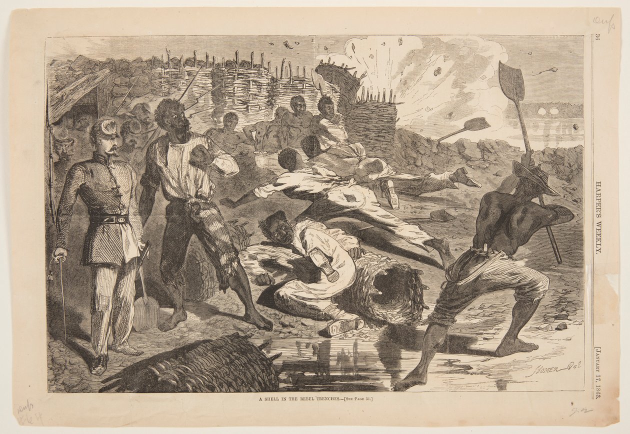 Een granaat in de loopgraven van de rebellen door Winslow Homer