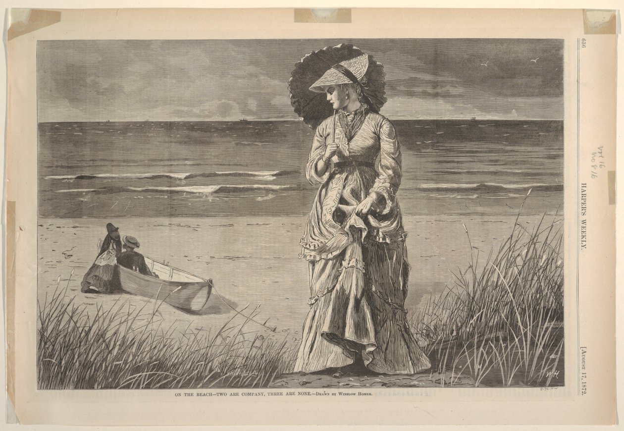 Op het strand, twee is gezelschap, drie is teveel door Winslow Homer