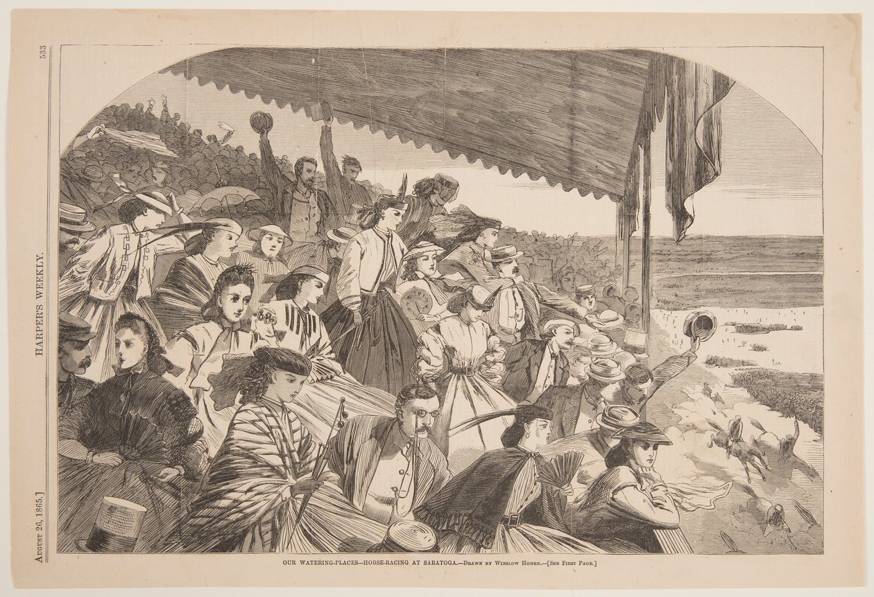 Onze Waterplaatsen – Paardenrennen in Saratoga door after Winslow Homer