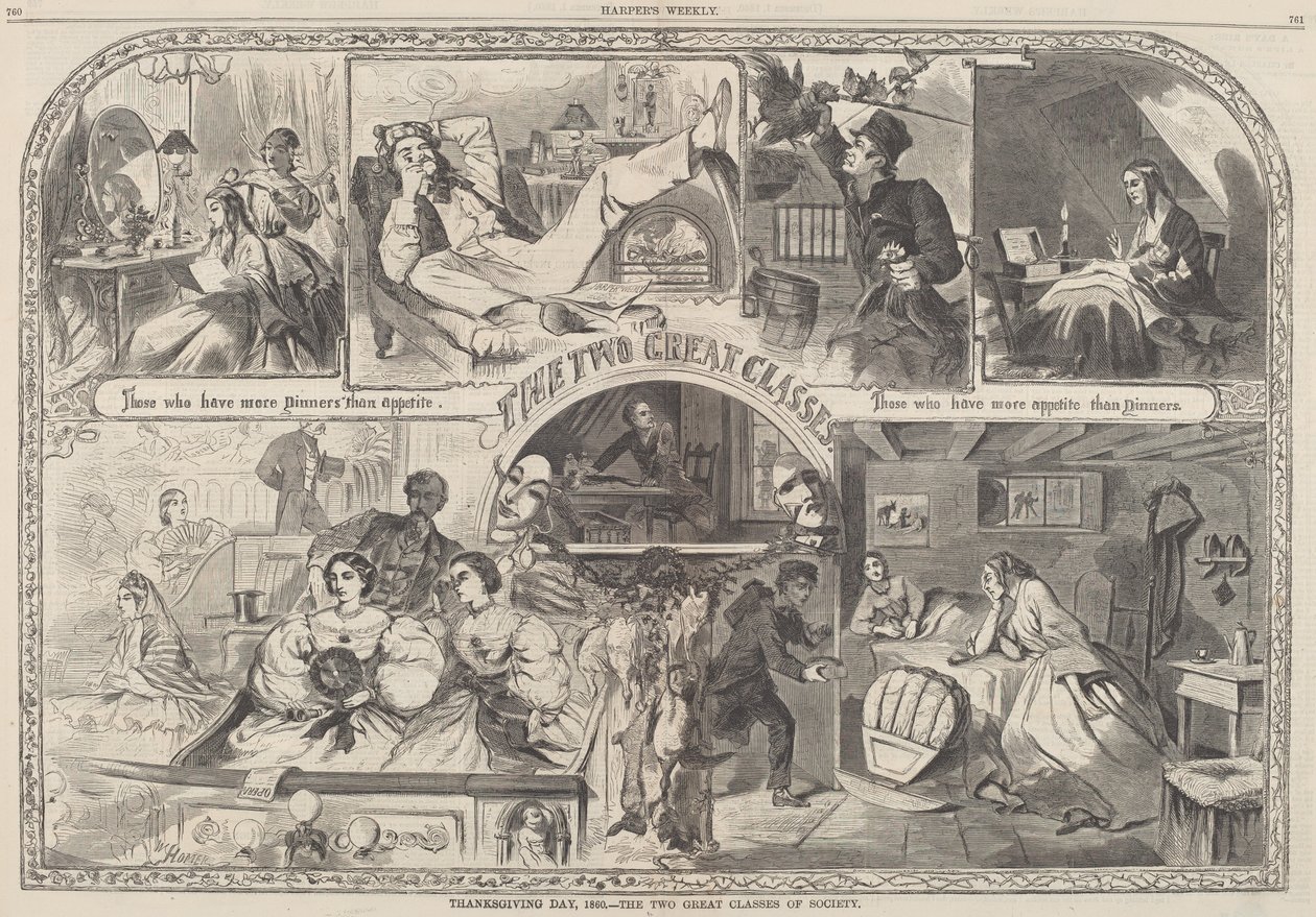 Thanksgiving Day, 1860 - De Twee Grote Klassen van de Samenleving door Winslow Homer