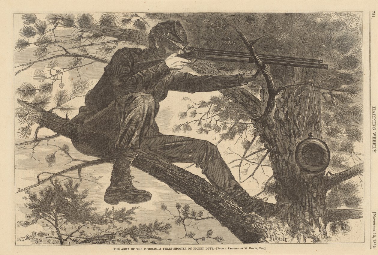Het Leger van de Potomac - Een Scherpschutter op Piketdienst door after Winslow Homer