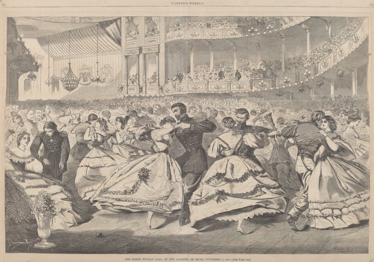 Het grote Russische bal in de Muziekacademie, 5 november 1863 door Winslow Homer