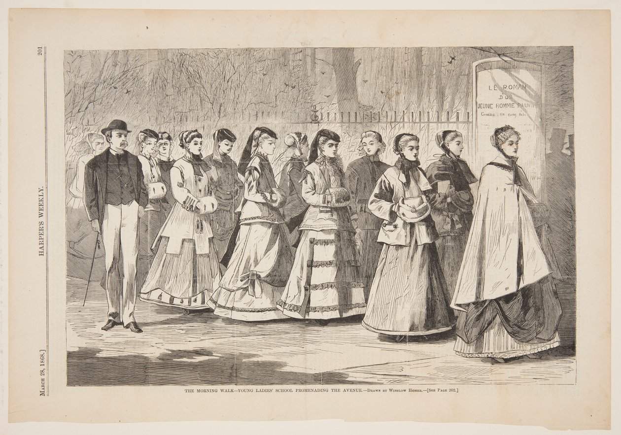 De Ochtendwandeling – Jonge Dames School Wandelen op de Avenue door after Winslow Homer