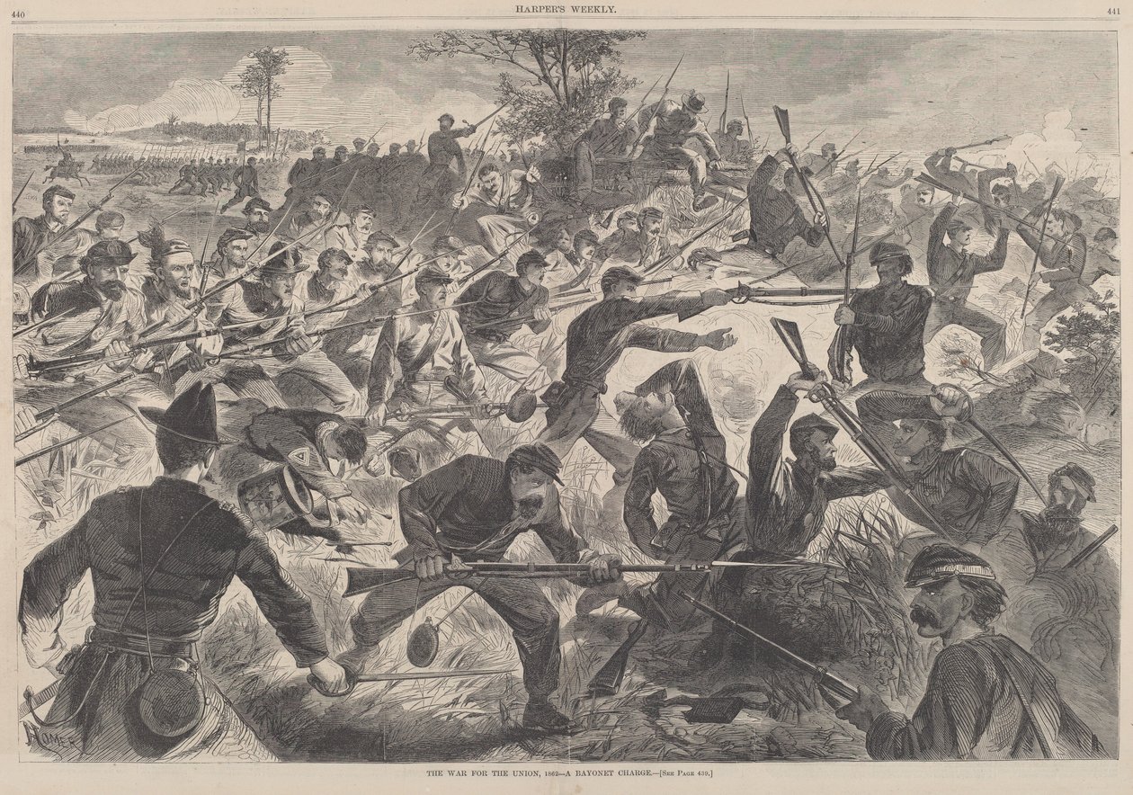 De oorlog voor de Unie, 1862 - Een bajonetaanval door after Winslow Homer