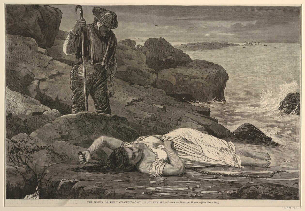 Het wrak van de "Atlantic" – Aangespoeld door de zee door after Winslow Homer