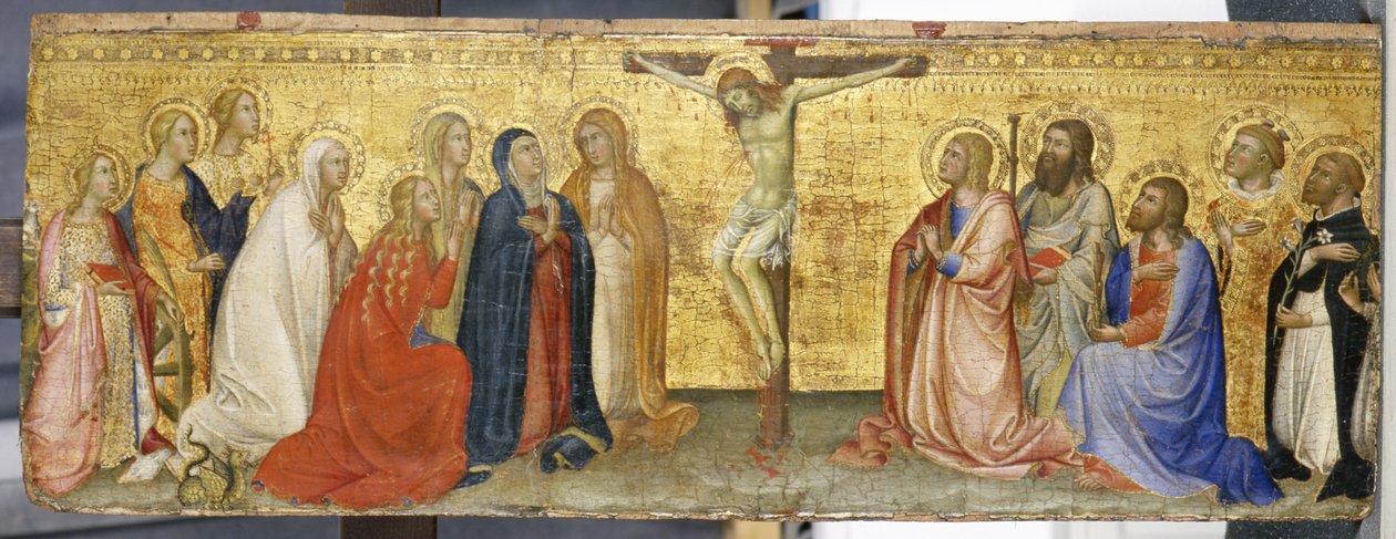 Christus aan het Kruis met Maria Magdalena en andere Heiligen door also Manfredi de Battilori Bartolo di Fredi