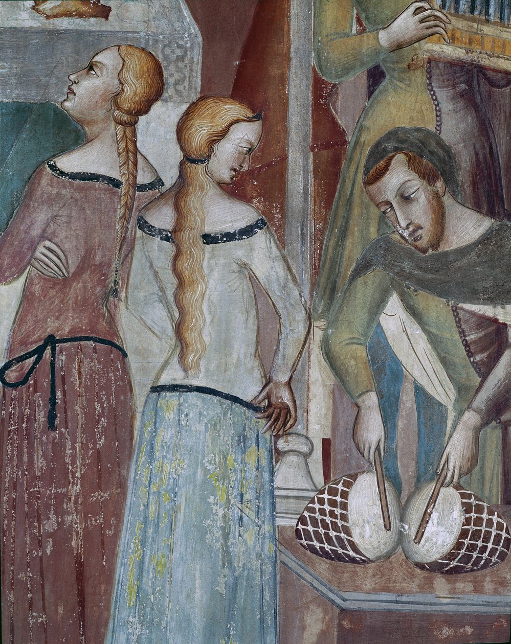Hoe de duivel God vraagt om Job te verleiden, vooral de drummer door also Manfredi de Battilori Bartolo di Fredi