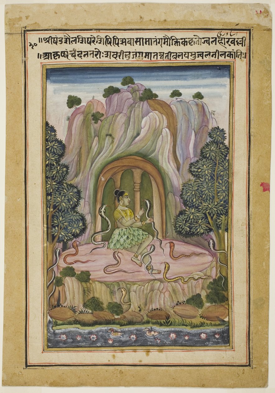 Asavari Ragini: Een vrouwelijke yogini (Pagina uit een Ragamala-set) door anonymous 