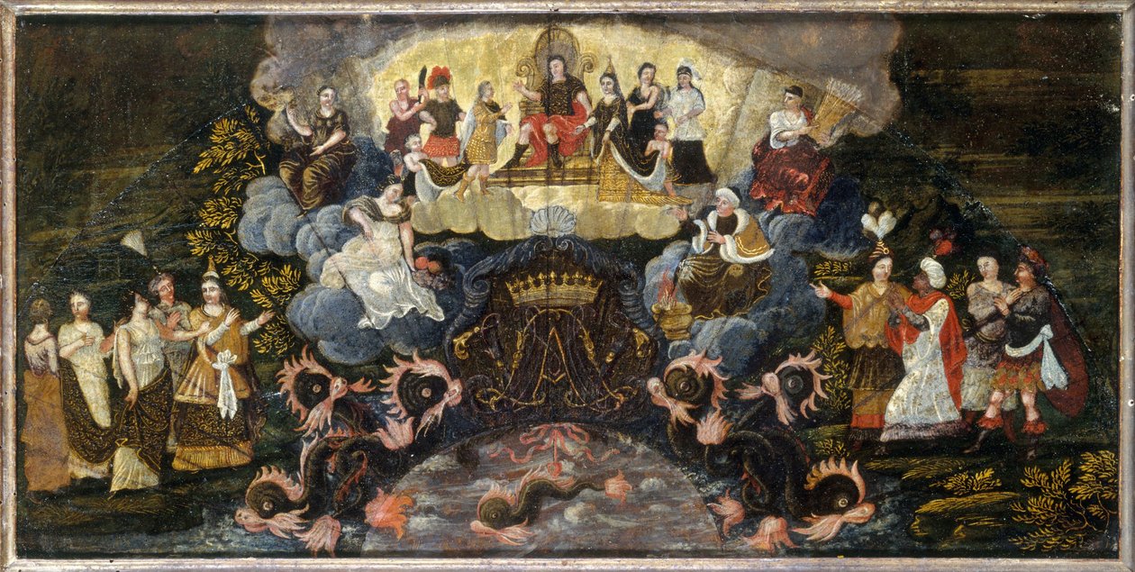 Frans: Allegorie op het huwelijk van de kroonprins met Marie-Anne van Beieren, 7 maart 1680 door anonymous 