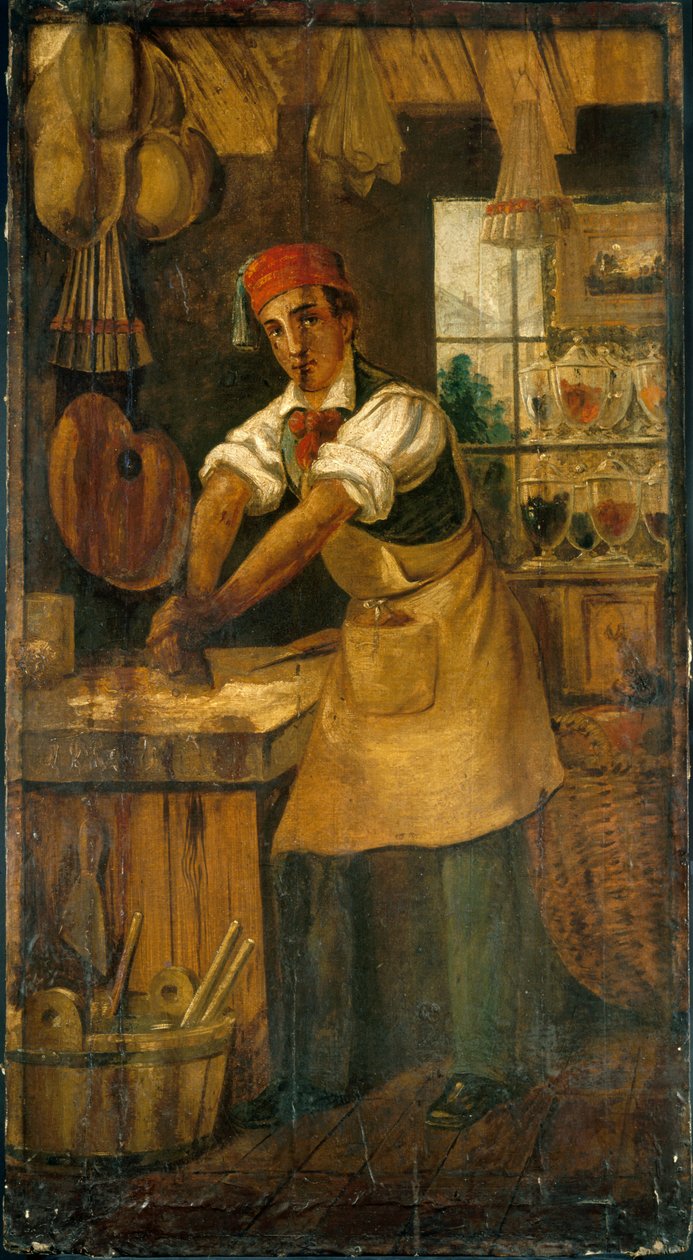 Frans: Au bon broyeur. Teken van een kleurenhandelaar. Rue Saint-Martin, daarna rue Saint-Denis (voormalig Maison Picou), 1e arrondissement, Parijs door anonymous 