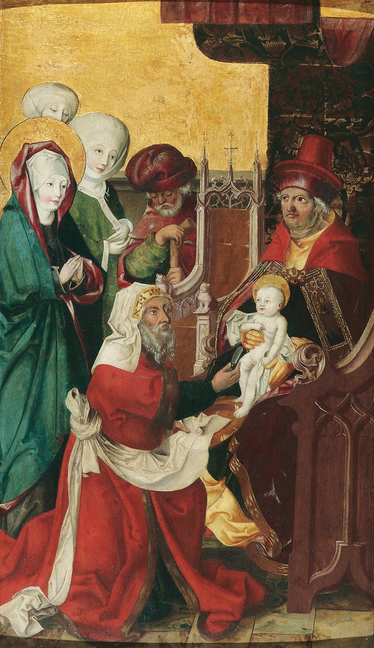 Duits: Beschneidung Christi (Innenseite); Maria einer Heimsuchung (Außenseite) De besnijdenis van Christus door anonymous 