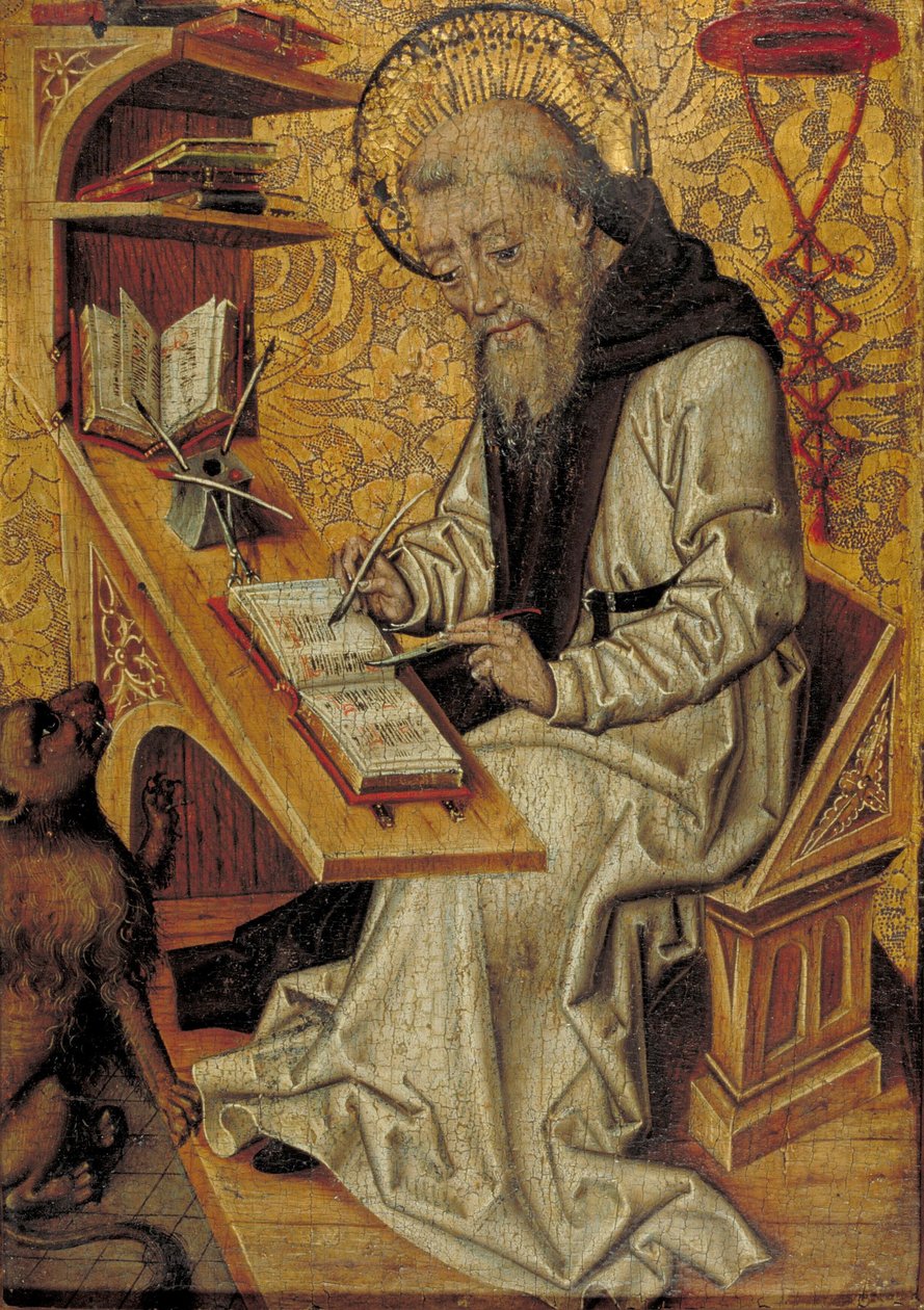 De heilige Hiëronymus schrijvend in zijn studiecel door anonymous 