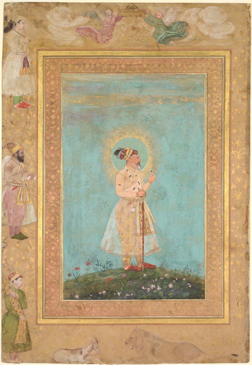Shah Jahan die een Spinel en een Lang Deccan Zwaard Vasthoudt, uit het Late Shah Jahan Album door attributed to Hashim