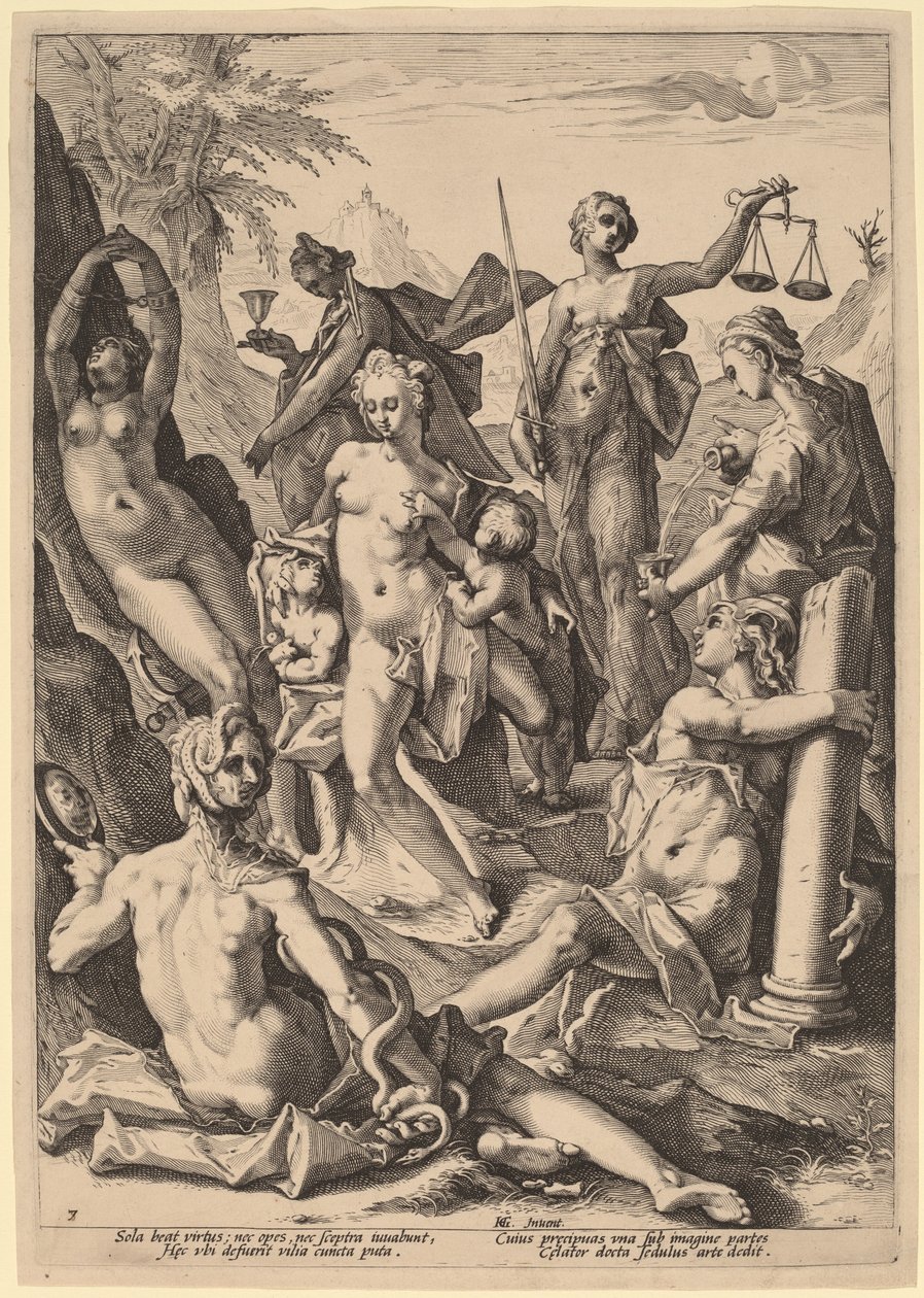 De Zeven Deugden door attributed to Jacob Matham, after Hendrik Goltzius