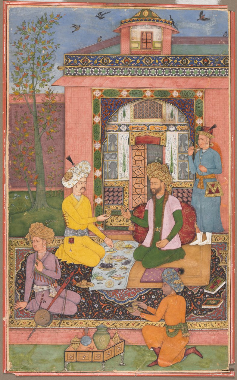 Een feest in een paviljoen door attributed to Muhammad Ali