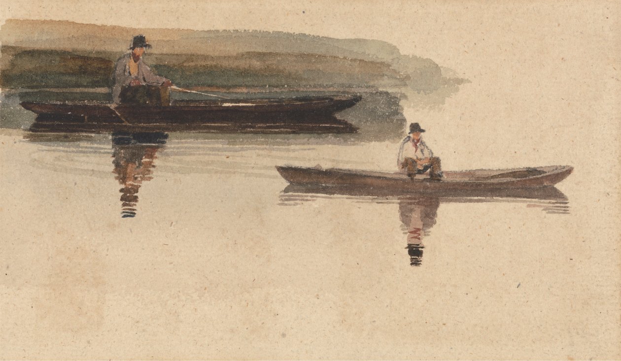 Twee Mannen in Punts door attributed to Peter DeWint