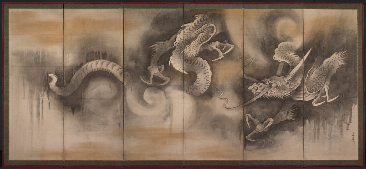 Draak door attributed to Soga Nichokuan