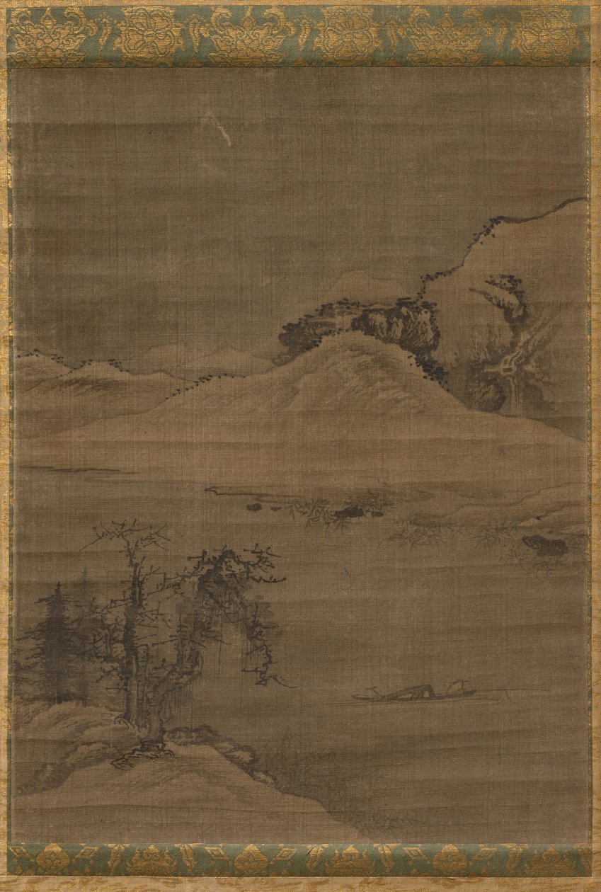 Landschap met vissers door attributed to Yi Bul hae