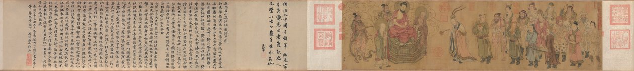 Barbaarse royalty die de Boeddha aanbidt door attributed to Zhao Guangfu