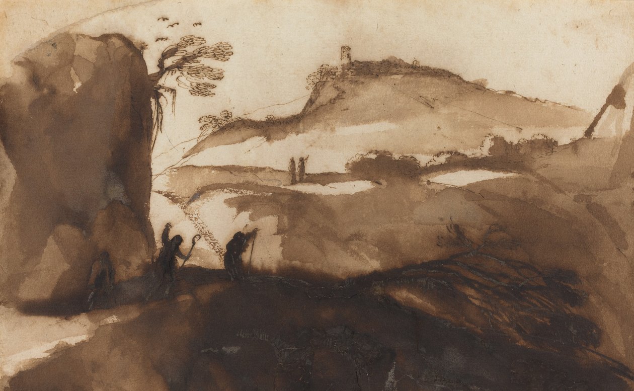 Herders die in een Kloof Gluren door called Guercino Giovanni Francesco Barbieri