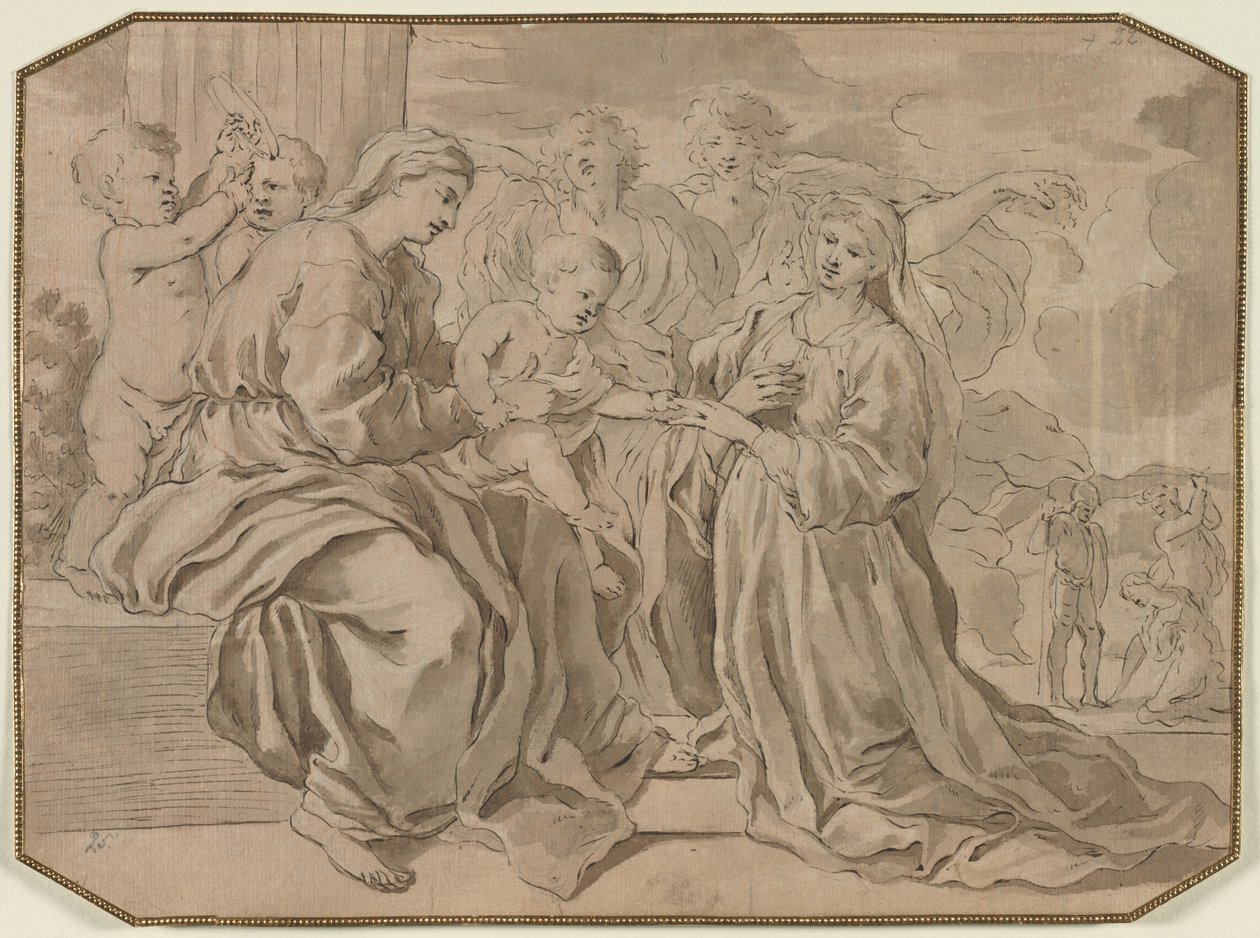 Mystiek Huwelijk van Sint Catharina door copy after Nicolas Poussin