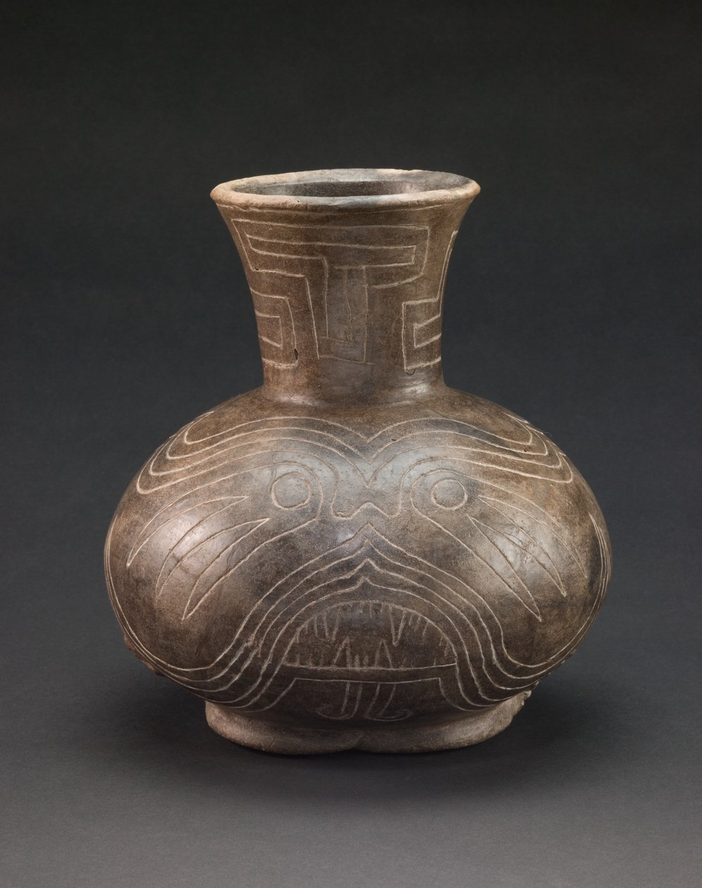 Vat met ingekraste motieven, ca.1400-1600 (keramiek) door culture Mississippian