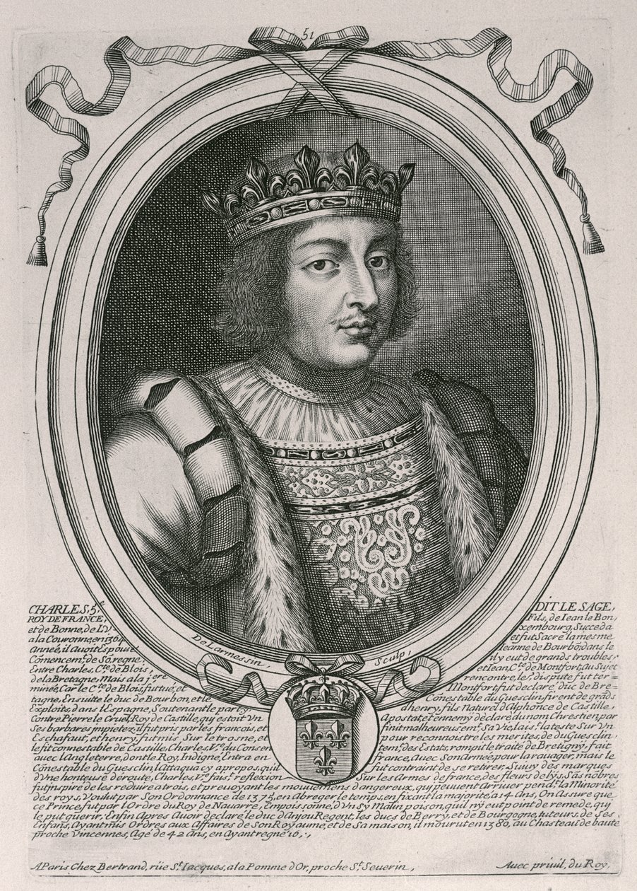 Karel V de Wijze (1338-80) koning van Frankrijk, uit 