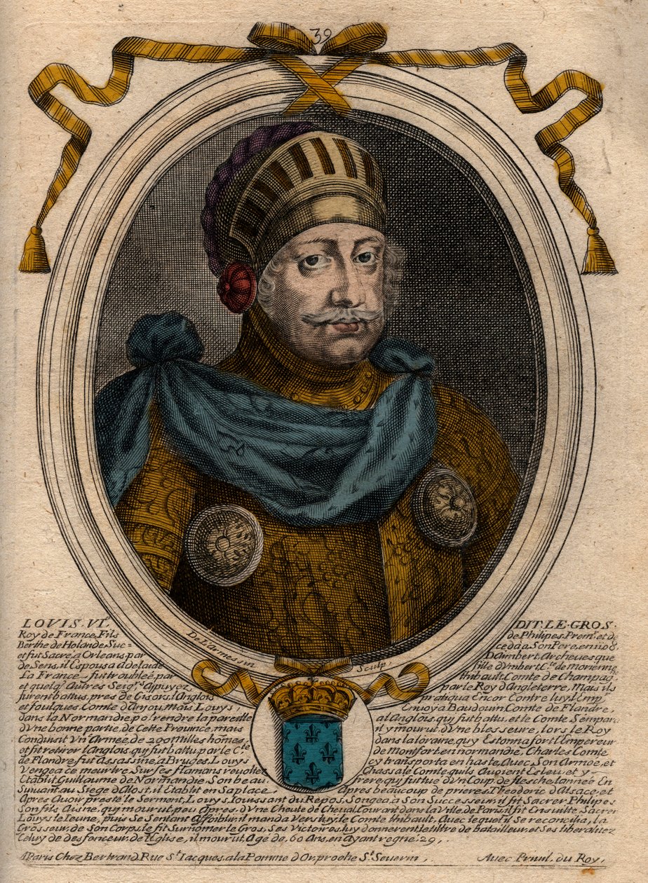 Portret van Lodewijk VI, genaamd De Dikke - gravure uit 