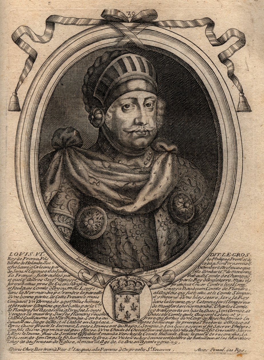 Portret van Lodewijk VI, genaamd De Dikke - gravure uit 