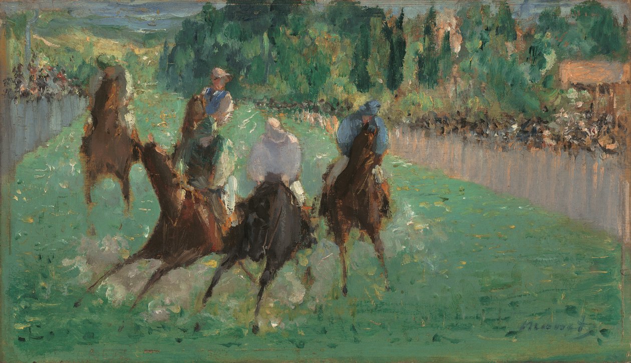 Bij de Races, c.1875 door Édouard Manet