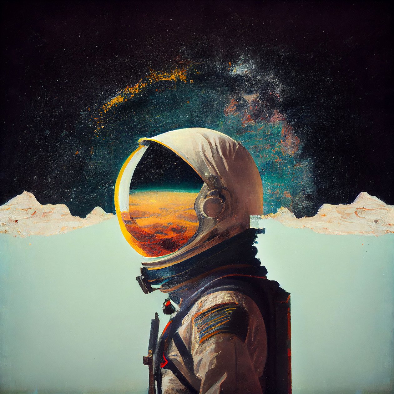 Abstracte eenzame astronaut in de ruimte door F. Abderrahim