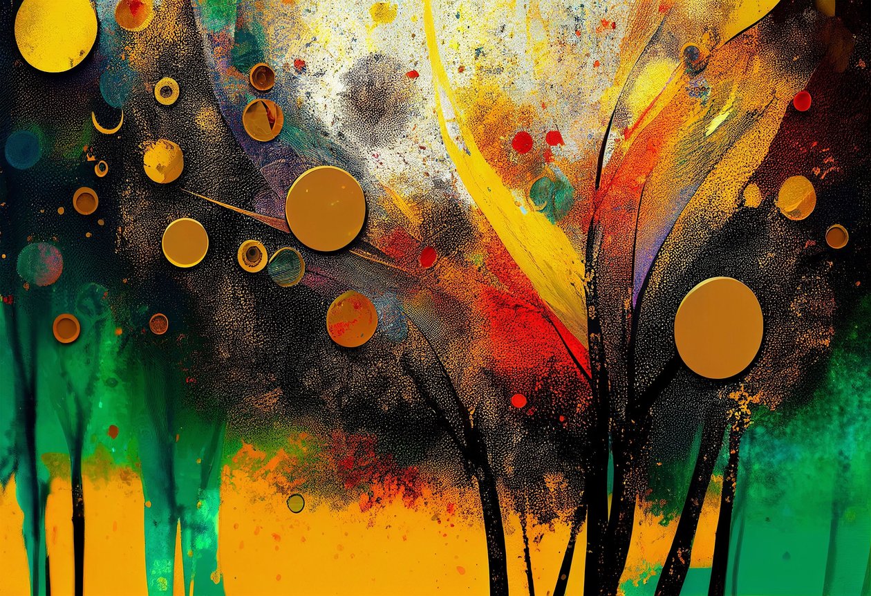 Herfstige Fluisteringen: Een Digitale Canvas van Abstracte Natuur door F. Abderrahim