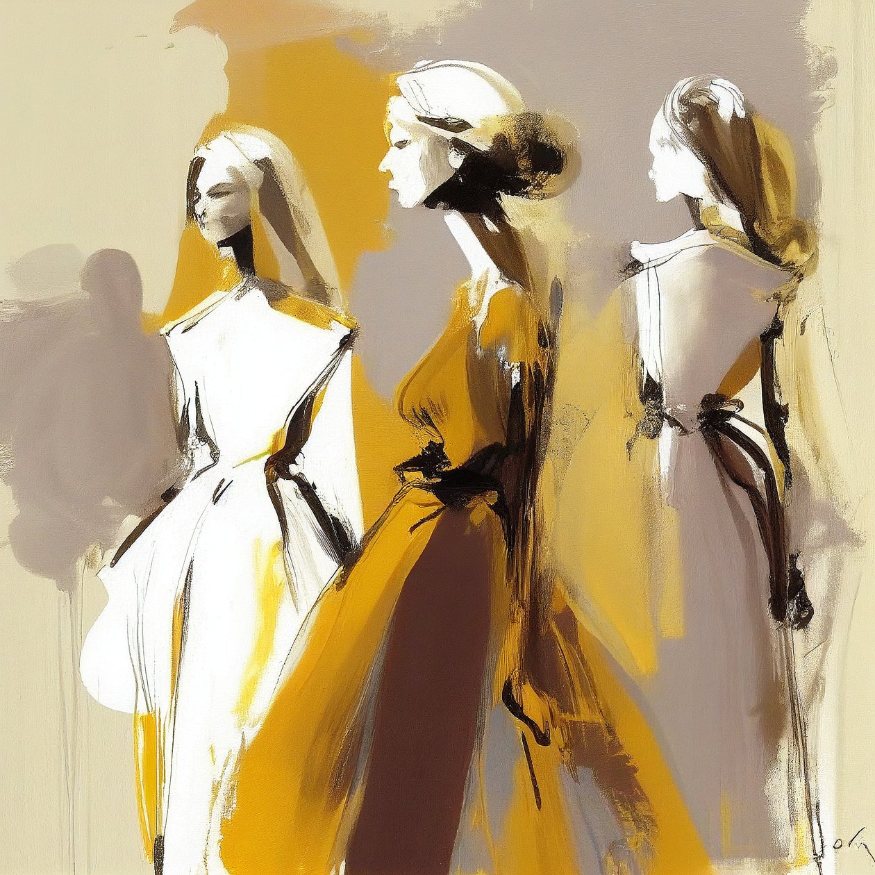 Minimalistisch schilderij abstract expressionisme, vrouw schilderij door F. Abderrahim