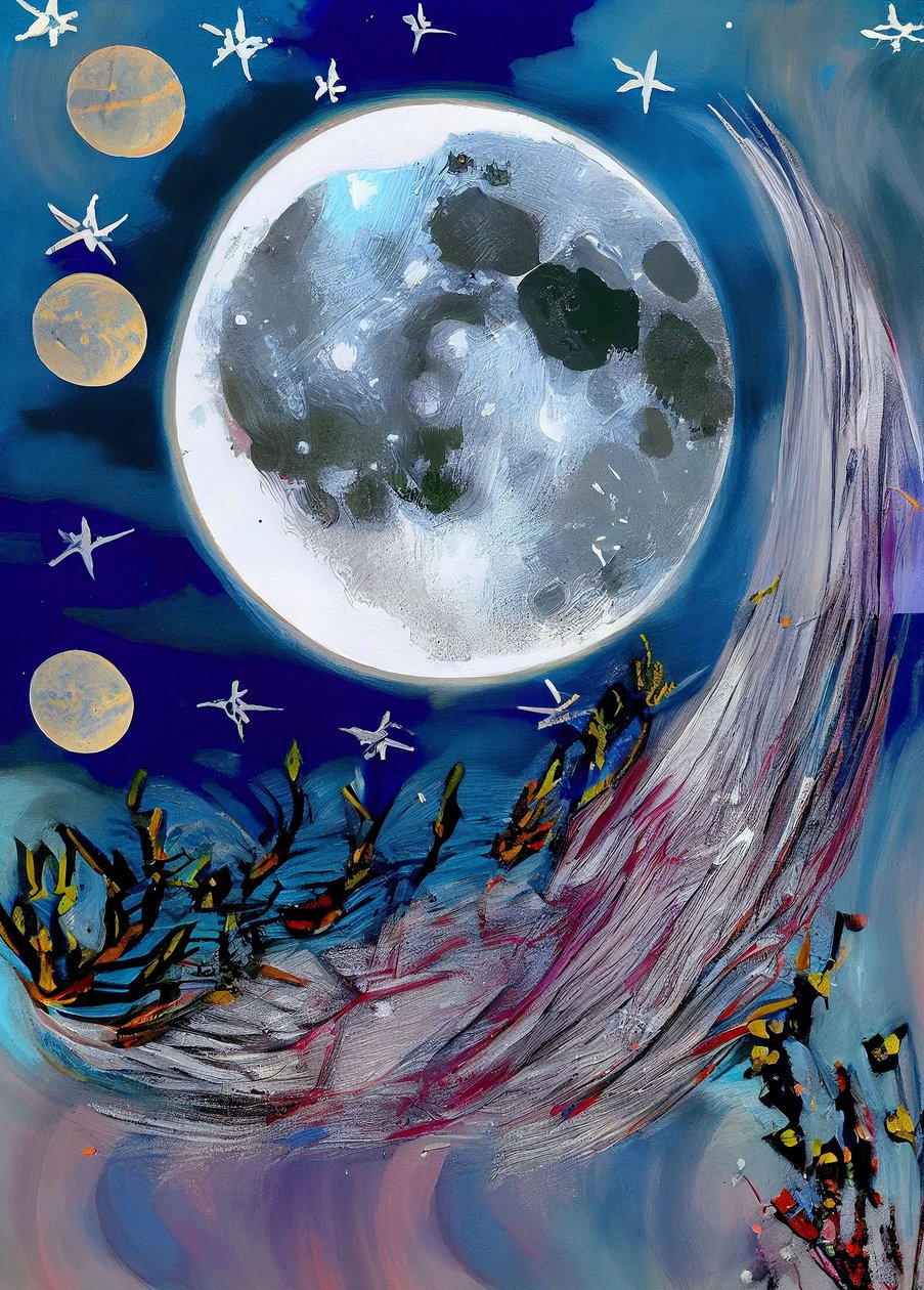 Maan in de nacht door F. Abderrahim