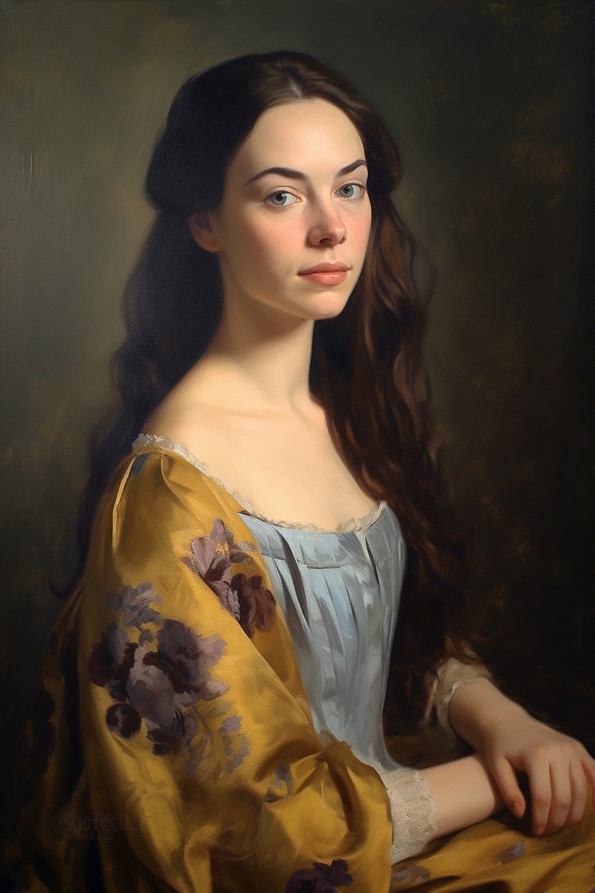 Portretschilderij van mooie vrouwelijke supermodel 18e eeuw | Canvas Prints, Muurkunst door F. Abderrahim